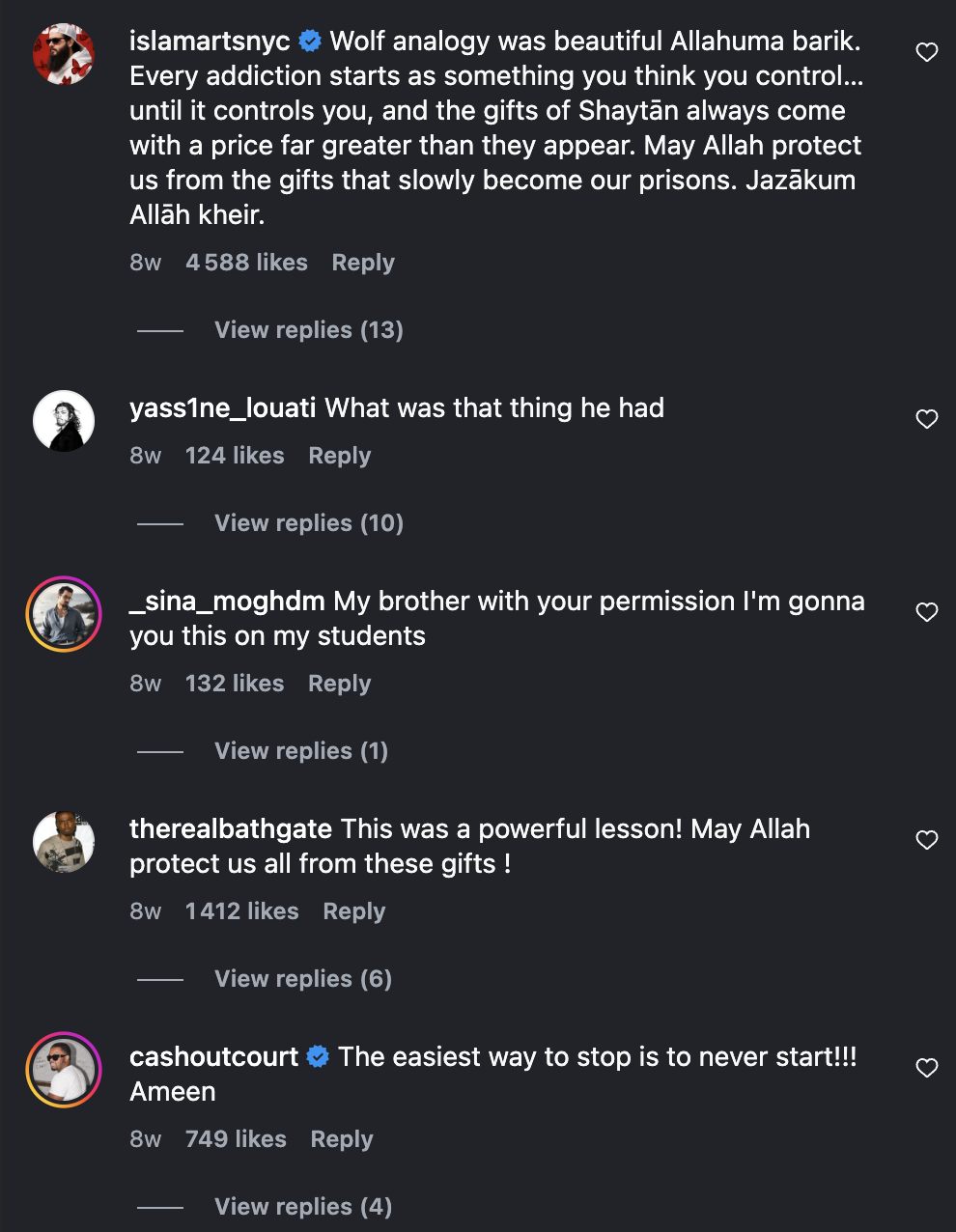 Comment received about the series