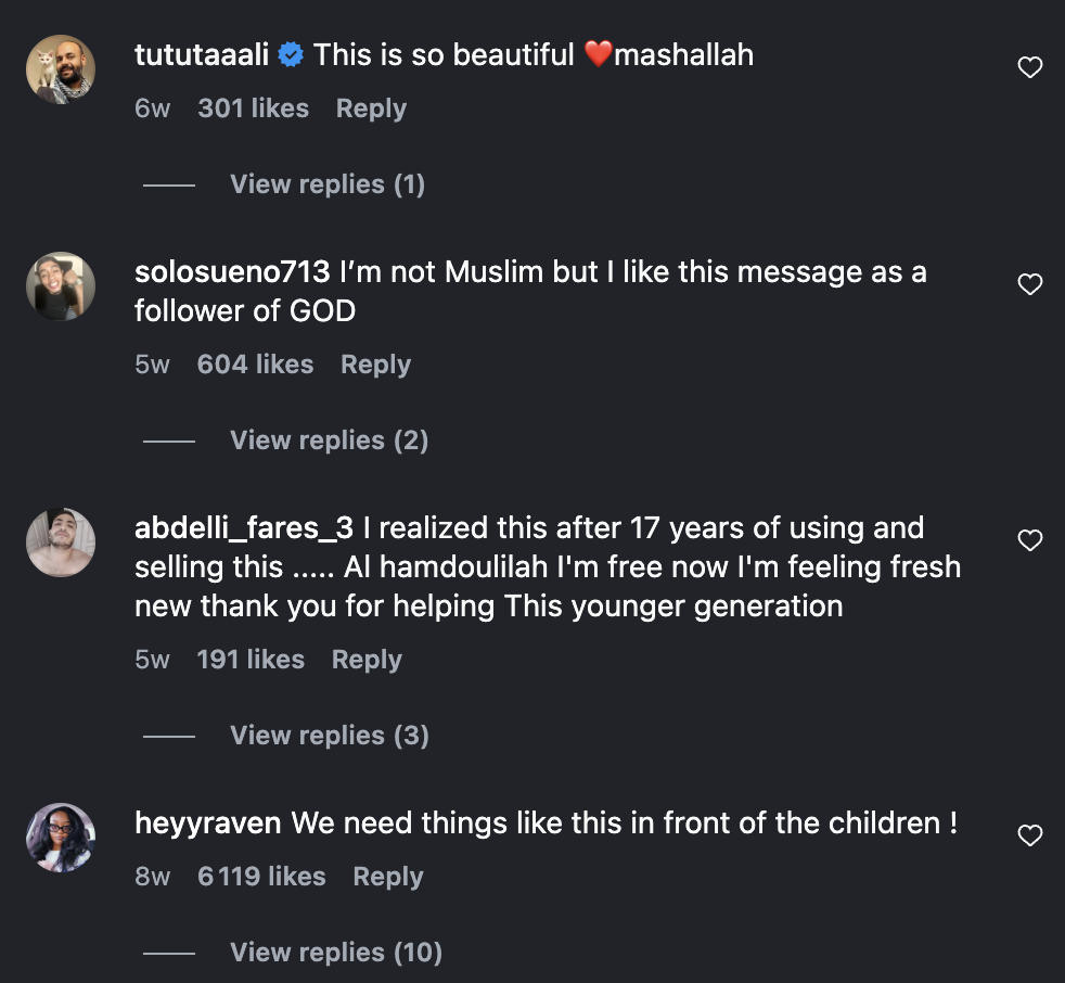 Comment received about the series